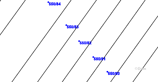 Parcela st. 550/82 v KÚ Lodín, Katastrální mapa