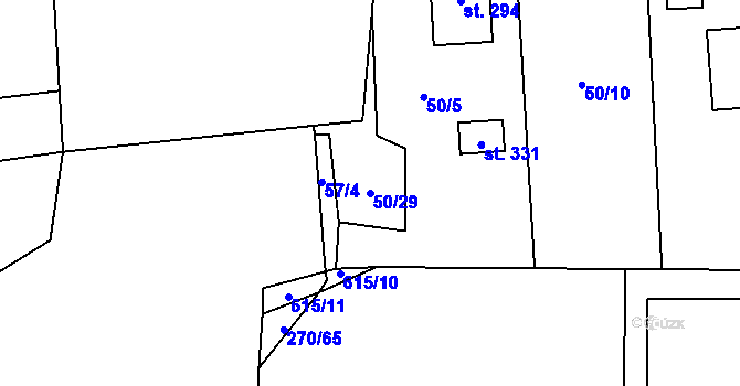 Parcela st. 50/29 v KÚ Lodín, Katastrální mapa