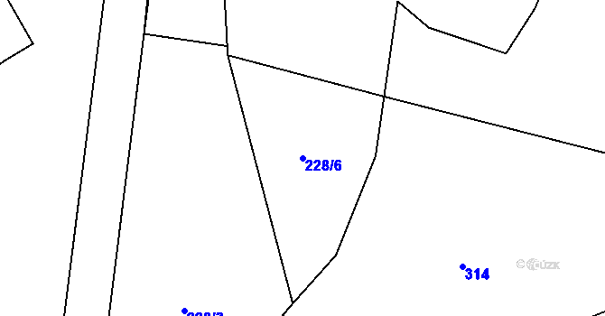 Parcela st. 228/6 v KÚ Lodín, Katastrální mapa