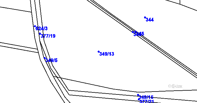 Parcela st. 349/13 v KÚ Lodín, Katastrální mapa