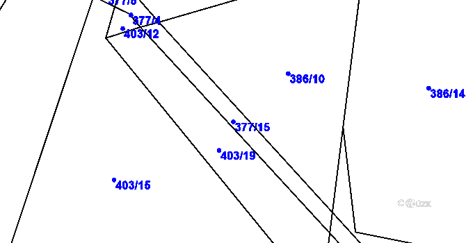 Parcela st. 377/15 v KÚ Lodín, Katastrální mapa