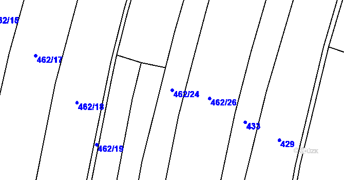 Parcela st. 462/24 v KÚ Lodín, Katastrální mapa
