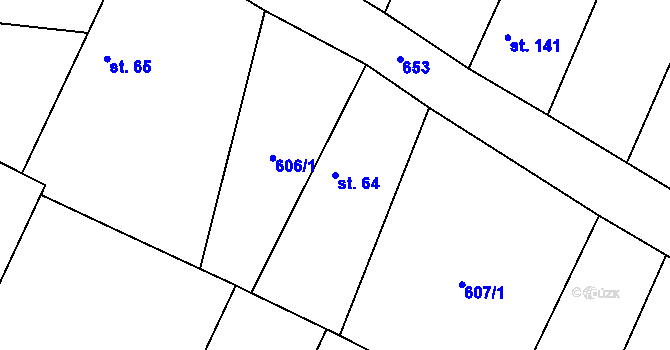 Parcela st. 64 v KÚ Lodín, Katastrální mapa