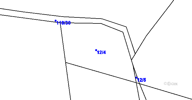 Parcela st. 12/4 v KÚ Lodín, Katastrální mapa