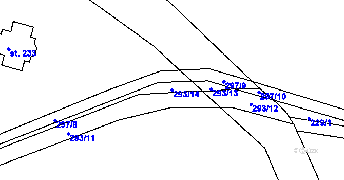 Parcela st. 293/14 v KÚ Lodín, Katastrální mapa