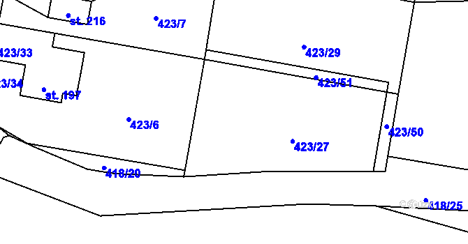 Parcela st. 423/26 v KÚ Lodín, Katastrální mapa