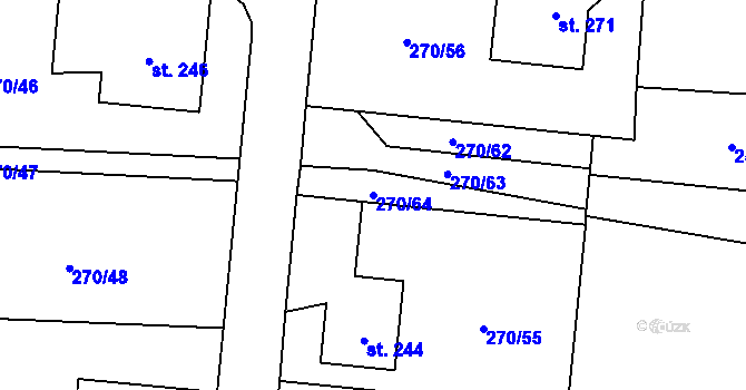 Parcela st. 270/64 v KÚ Lodín, Katastrální mapa