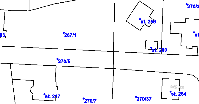 Parcela st. 267/5 v KÚ Lodín, Katastrální mapa
