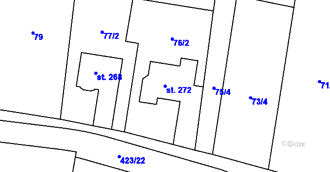 Parcela st. 272 v KÚ Lodín, Katastrální mapa
