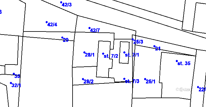 Parcela st. 7/2 v KÚ Lohenice, Katastrální mapa