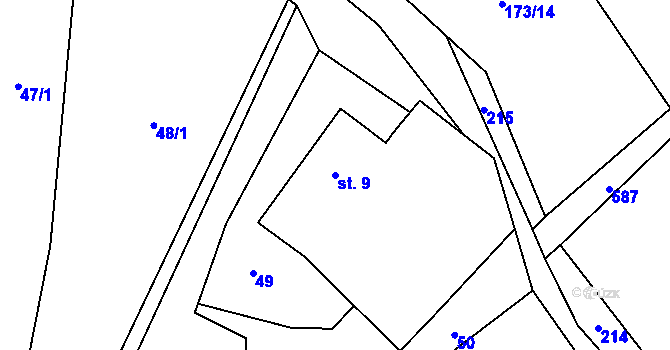 Parcela st. 9 v KÚ Lohenice, Katastrální mapa