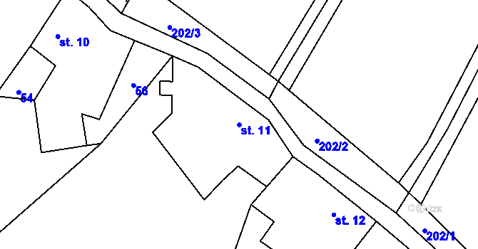 Parcela st. 11 v KÚ Lohenice, Katastrální mapa