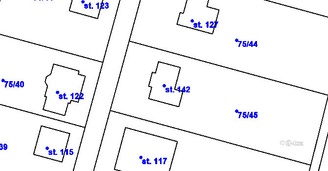 Parcela st. 142 v KÚ Lohenice u Přelouče, Katastrální mapa