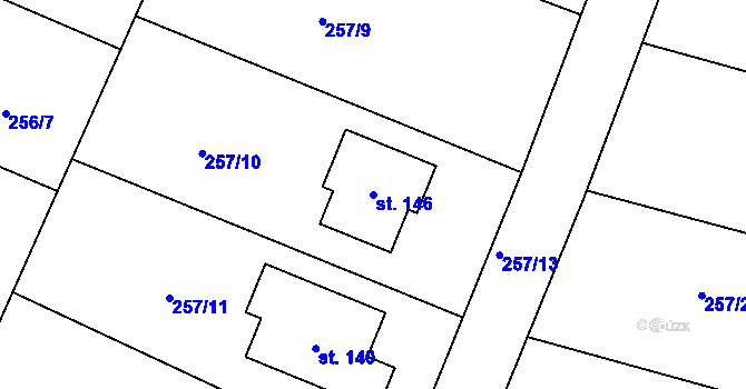 Parcela st. 146 v KÚ Lohenice u Přelouče, Katastrální mapa