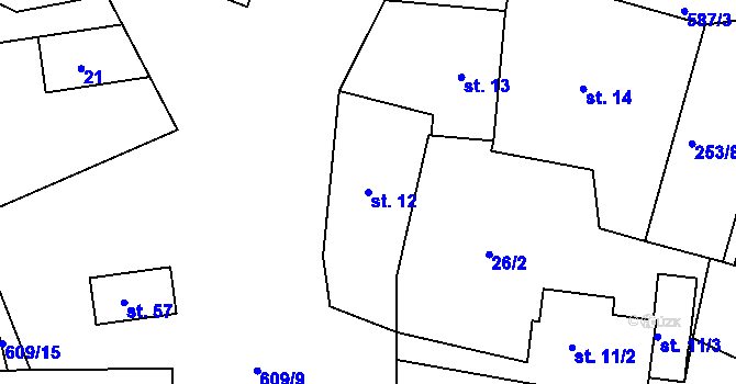 Parcela st. 12 v KÚ Lohenice u Přelouče, Katastrální mapa