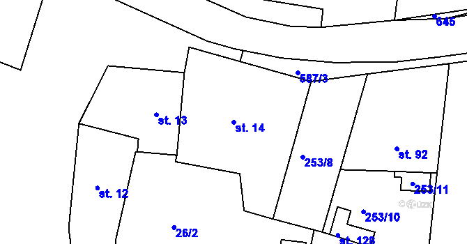 Parcela st. 14 v KÚ Lohenice u Přelouče, Katastrální mapa