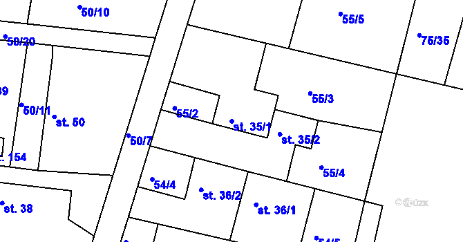 Parcela st. 35/1 v KÚ Lohenice u Přelouče, Katastrální mapa