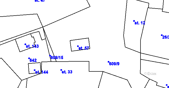 Parcela st. 57 v KÚ Lohenice u Přelouče, Katastrální mapa