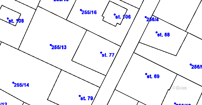 Parcela st. 77 v KÚ Lohenice u Přelouče, Katastrální mapa