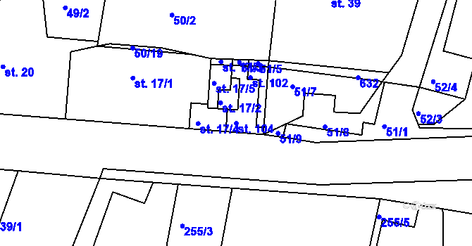 Parcela st. 104 v KÚ Lohenice u Přelouče, Katastrální mapa