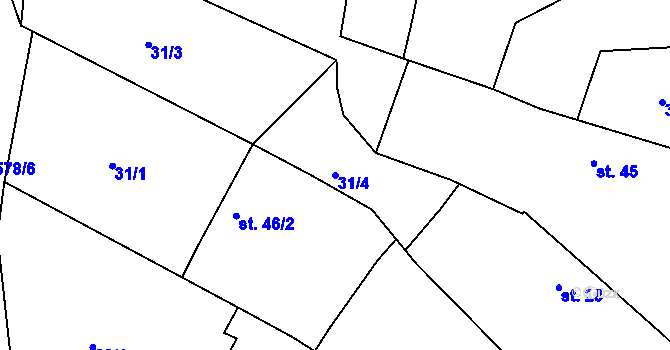 Parcela st. 31/4 v KÚ Lohenice u Přelouče, Katastrální mapa