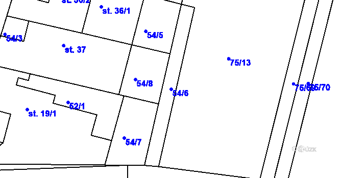 Parcela st. 54/6 v KÚ Lohenice u Přelouče, Katastrální mapa