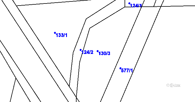 Parcela st. 130/3 v KÚ Lohenice u Přelouče, Katastrální mapa