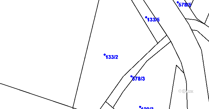 Parcela st. 133/2 v KÚ Lohenice u Přelouče, Katastrální mapa
