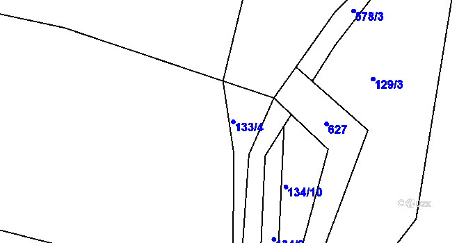 Parcela st. 133/4 v KÚ Lohenice u Přelouče, Katastrální mapa