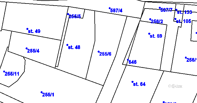 Parcela st. 255/6 v KÚ Lohenice u Přelouče, Katastrální mapa