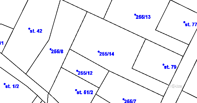 Parcela st. 255/14 v KÚ Lohenice u Přelouče, Katastrální mapa