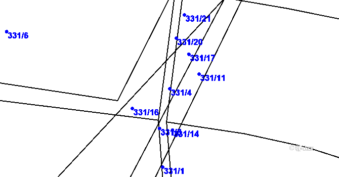 Parcela st. 331/4 v KÚ Lohenice u Přelouče, Katastrální mapa