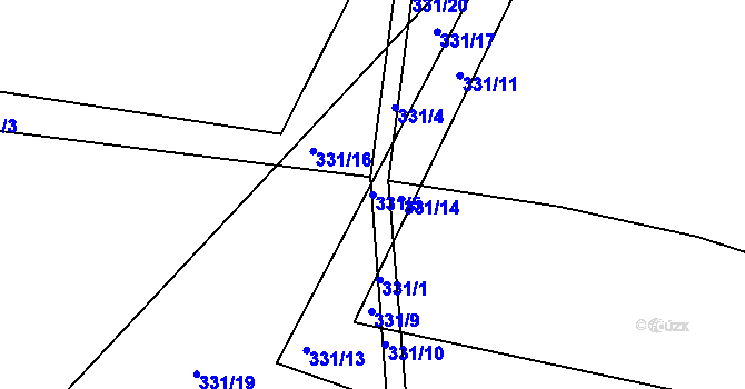 Parcela st. 331/5 v KÚ Lohenice u Přelouče, Katastrální mapa