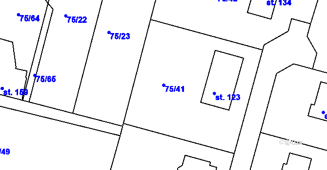 Parcela st. 75/41 v KÚ Lohenice u Přelouče, Katastrální mapa