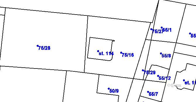 Parcela st. 114 v KÚ Lohenice u Přelouče, Katastrální mapa