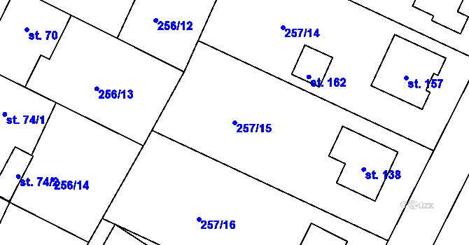 Parcela st. 257/15 v KÚ Lohenice u Přelouče, Katastrální mapa