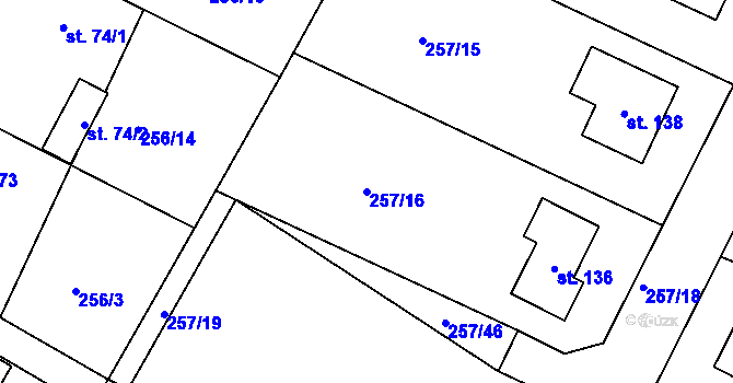 Parcela st. 257/16 v KÚ Lohenice u Přelouče, Katastrální mapa