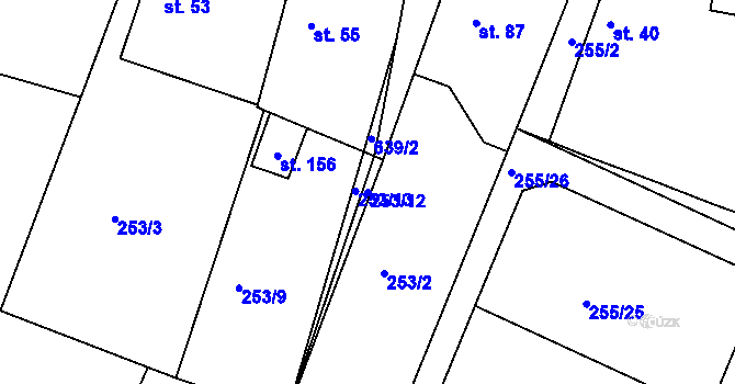 Parcela st. 253/12 v KÚ Lohenice u Přelouče, Katastrální mapa