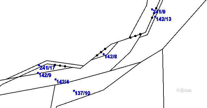 Parcela st. 142/8 v KÚ Lohenice u Přelouče, Katastrální mapa