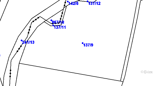Parcela st. 137/9 v KÚ Lohenice u Přelouče, Katastrální mapa