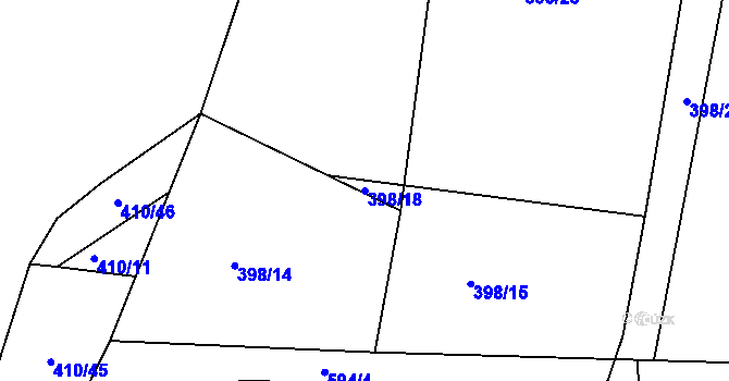 Parcela st. 398/18 v KÚ Lohenice u Přelouče, Katastrální mapa
