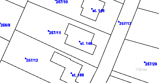 Parcela st. 140 v KÚ Lohenice u Přelouče, Katastrální mapa