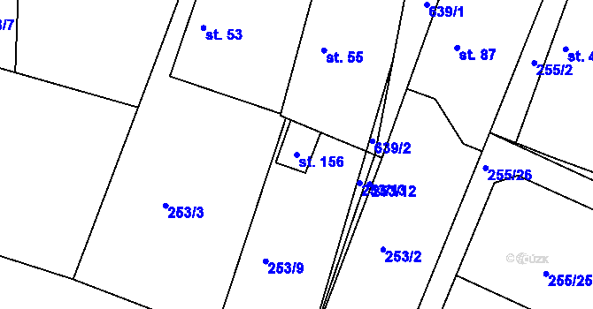 Parcela st. 156 v KÚ Lohenice u Přelouče, Katastrální mapa