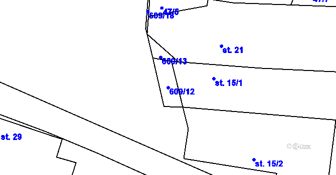 Parcela st. 609/12 v KÚ Lohenice u Přelouče, Katastrální mapa