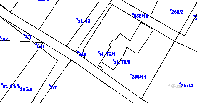 Parcela st. 72/1 v KÚ Lohenice u Přelouče, Katastrální mapa