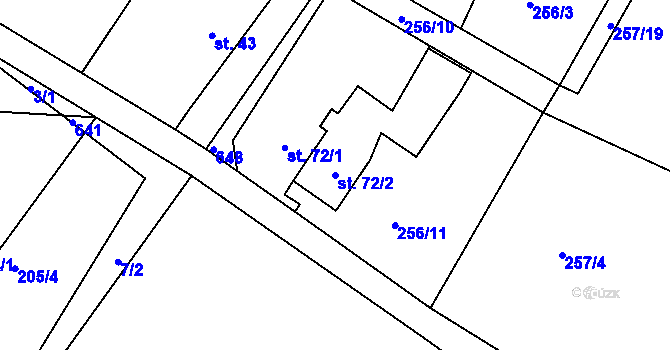Parcela st. 72/2 v KÚ Lohenice u Přelouče, Katastrální mapa