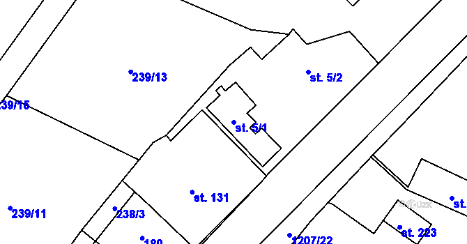 Parcela st. 5/1 v KÚ Lochenice, Katastrální mapa