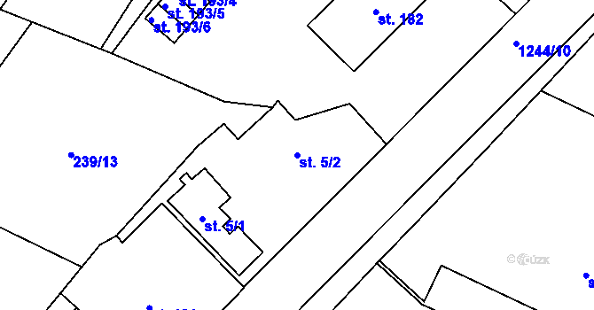 Parcela st. 5/2 v KÚ Lochenice, Katastrální mapa