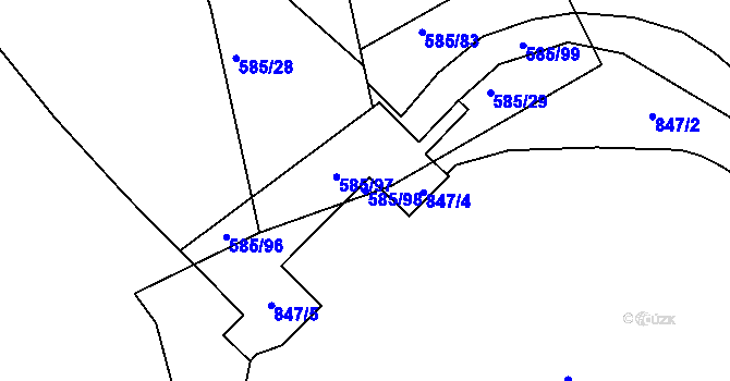 Parcela st. 585/98 v KÚ Lochkov, Katastrální mapa