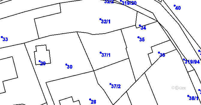 Parcela st. 37/1 v KÚ Lochkov, Katastrální mapa
